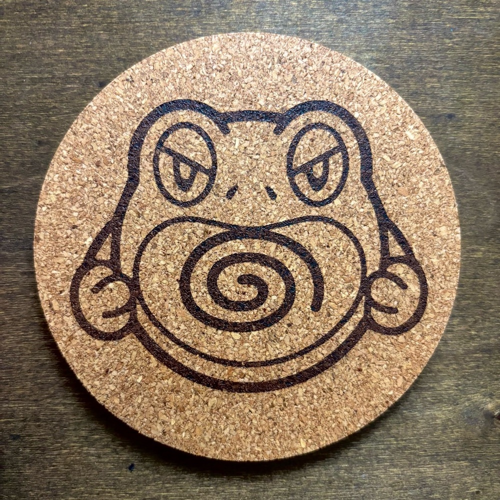 Pokemon Poliwrath Face Laser Engraved Cork Coaster